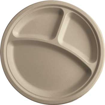 Better Earth Eco-Bamboo Plate, 3 Compartments, 9&quot;, 500/CT