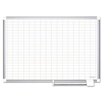 MasterVision Platinum Plus Dry Erase Planning Board, 1x2&quot; Grid, 72x48, Aluminum