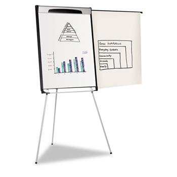 MasterVision Tripod Extension Bar Magnetic Dry-Erase Easel, 39&quot; to 72&quot; High, Black/Silver