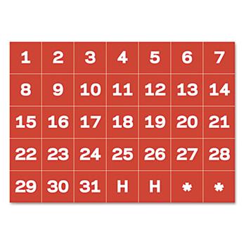 MasterVision Calendar Magnetic Tape, Calendar Dates, Red/White, 1&quot; x 1&quot;