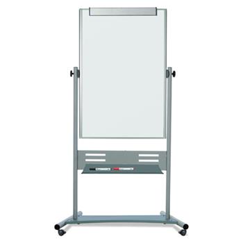 MasterVision Magnetic Reversible Mobile Easel, Vertical Orientation, 35.4&quot; x 47.2&quot; Board, 80&quot; Tall Easel, White/Silver