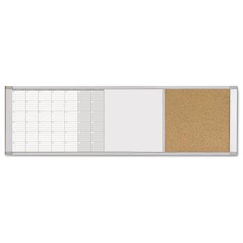 MasterVision Magnetic Calendar Combo Board, 48 x 18, Aluminum Frame