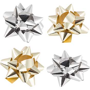 JAM Paper Gift Bows, 1&quot;, Gold &amp; Silver, 9/PK