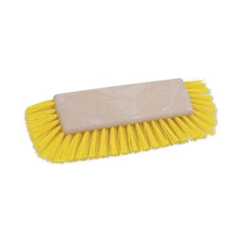 Boardwalk Dual-Surface Scrub Brush, Yellow Polypropylene Bristles, 10&quot; Brush, Plastic Handle