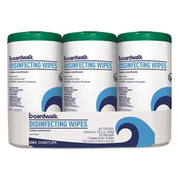 Boardwalk Disinfecting Wipes, 8 x 7, Fresh Scent, 75/Canister, 12 Canisters/CT