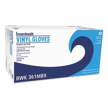 Boardwalk Exam Vinyl Gloves, Clear, Medium, 3 3/5 mil, 100/Box, 10 Boxes/Carton