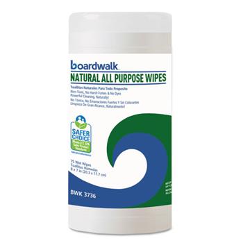 Boardwalk Natural All Purpose Wipes, 7 x 8, Unscented, 75/Canister