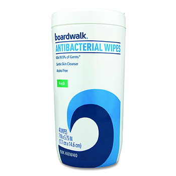 Boardwalk Antibacterial Wipes, Fresh Scent, 40 Wipes/Bottle