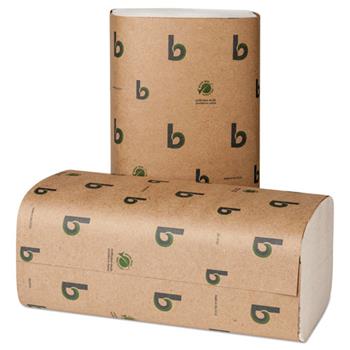 Boardwalk Boardwalk Green Single-Fold Towels, 9.13 x 10.25, Natural White, 250/Pack, 16 Packs/Carton