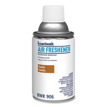 Boardwalk Metered Air Freshener Refill, Vanilla Bean, 5.3 oz Aerosol Spray, 12/Carton