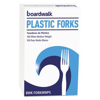 Boardwalk Mediumweight Polystyrene Cutlery, Fork, White, 100/Box