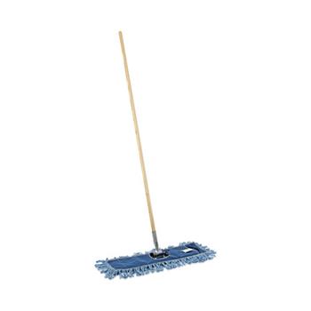 Boardwalk Dry Mopping Kit, 24 x 5 Blue Synthetic Head, 60&quot; Natural Wood/Metal Handle