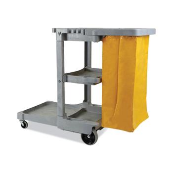 Boardwalk Janitor&#39;s Cart, Three-Shelf, 22w x 44d x 38h, Gray