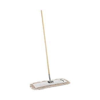Boardwalk Cotton Dry Mopping Kit, 24 x 5 Natural Cotton Head, 60&quot; Natural Wood Handle