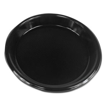 Boardwalk Hi-Impact Plastic Dinnerware, Plate, 10&quot; dia, Black, 500/Carton
