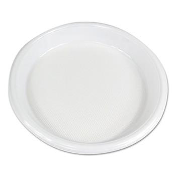 Boardwalk Hi-Impact Round Dinner Plates, Plastic, 10&quot;, White, 500 Plates/Carton