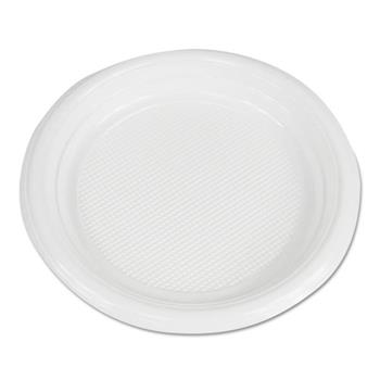 Boardwalk Hi-Impact Round Dinner Plates, Plastic, 6&quot;, White, 1000 Plates/Carton
