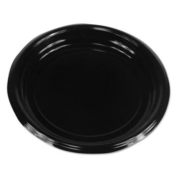 Boardwalk Hi-Impact Plastic Dinnerware, Plate, 9&quot; dia, Black, 500/Carton