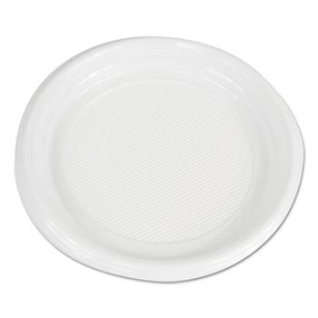 Boardwalk Hi-Impact Round Dinner Plates, Plastic, 9&quot;, White, 500 Plates/Carton