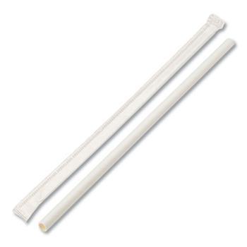 Boardwalk Individually Wrapped Paper Straws, 7.75&quot; x 0.25&quot;, White, 3,200/Carton
