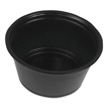 Boardwalk Souffle/Portion Cups, 2 oz, Polypropylene, Black, 20 Cups/Sleeve, 125 Sleeves/Carton