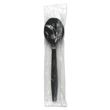 Boardwalk Individually Wrapped Soup Spoons, Heavy Weight, Plastic, Black, 1000 Soup Spoons/Carton