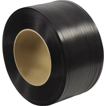 W.B. Mason Co. Polypropylene Strapping, Hand Grade, Embossed, 8 in x 8 in Core, 5/8 in x .030 in x 5,400 ft, Black