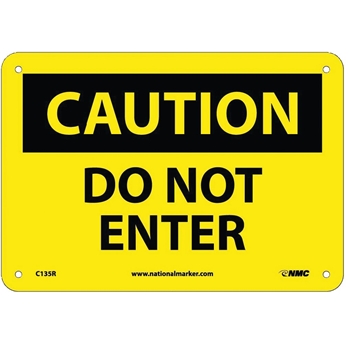 NMC Caution Sign, Do Not Enter, 7&#39;&#39; x 10&#39;&#39;, Rigid Plastic, Black on Yellow