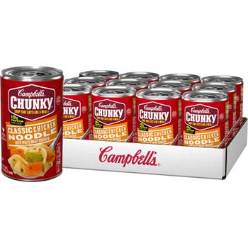 Campbell’s Chunky Soup, Classic Chicken Noodle Soup, 18.6 oz Can, 12/Case