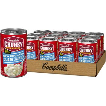 Campbell’s Chunky Soup, New England Clam Chowder, 18.8 oz Can, 12/Case