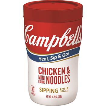 Campbell’s Chicken &amp; Mini Round Noodles Sipping Soup, 10.75 oz., 8/Case
