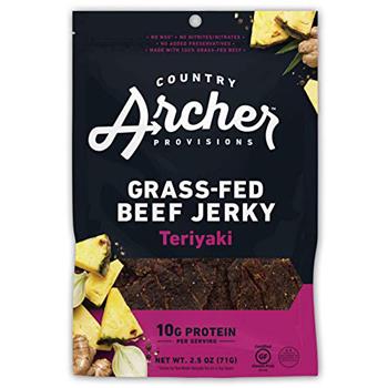 Country Archer Beef Jerky, Teriyaki, 2.5 oz, 12 Bags/Case