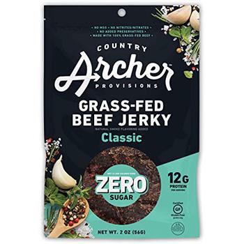Country Archer Classic Beef Jerky, Zero Sugar, 2 oz, 12 Bags/Case
