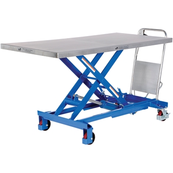 Vestil Hydraulic Elevating Cart, Single Scissor, Steel, 31 1/2&quot; x 63&quot;, 1000 lb. Capacity