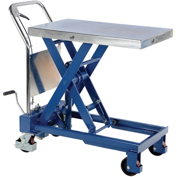 Vestil Hydraulic Elevating Cart, Single Scissor, Steel, 19 3/4&quot; x 32&quot;, 1000 lb. Capacity