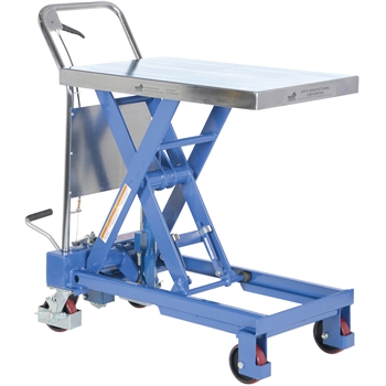 Vestil Hydraulic Elevating Cart, Single Scissor, Steel, 19 3/4&quot; x 32&quot;, 750 lb. Capacity