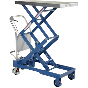Vestil Hydraulic Elevating Scissor Cart, Double Scissor, Steel, 20&quot; x 35 1/2&quot;, 800 lb. Capacity