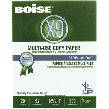 Boise X-9 Multi-Use 3-Hole Punched Copy Paper, 92 Bright, 20 lb, 8.5&quot; x 11&quot;, White, 500 Sheets/Ream