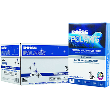 Boise Polaris Premium Multi-Purpose Paper, 97 Bright, 20 lb, 11 in. x 17 in., White, 2,500/Carton