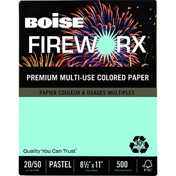 Boise FIREWORX&#174; Colored Paper, 20lb., 8 1/2 x 11, Bottle Rocket Blue, 500/RM