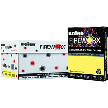 Boise FIREWORX&#174; Colored Paper, 20 lb., 8 1/2 x 11, Crackling Canary, 5000/CT