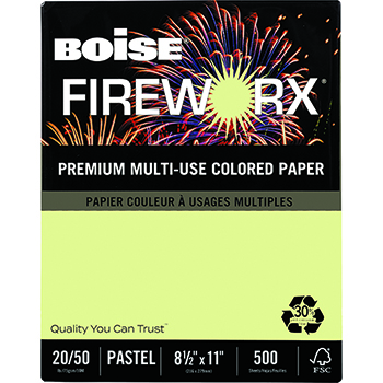 Boise FIREWORX&#174; Colored Paper, 20 lb., 8 1/2 x 11, Garden Springs Green, 500/RM