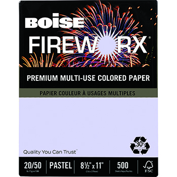 Boise FIREWORX&#174; Colored Paper, 20 lb., 8 1/2 x 11, Luminous Lavender, 500/RM