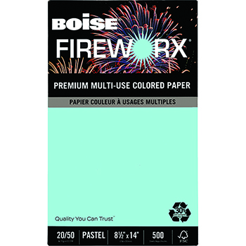 Boise FIREWORX&#174; Colored Paper, 20 lb., 8 1/2 x 14, Bottle Rocket Blue, 500/RM