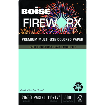 Boise FIREWORX&#174; Colored Paper, 20lb., 11 x 17, Bottle Rocket Blue, 500/RM