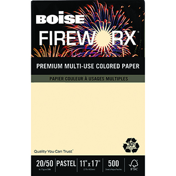 Boise FIREWORX&#174; Colored Paper, 20lb., 11 x 17, Flashing Ivory, 500/RM