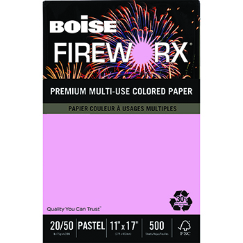 Boise FIREWORX&#174; Colored Paper, 20lb., 11 x 17, Powder Pink, 500/RM