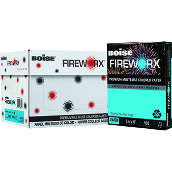 Boise FIREWORX&#174; Colored Paper, 24 lb., 8 1/2 x 11, Aerial Aqua™, 5000/CT