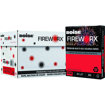 Boise FIREWORX&#174; Colored Paper, 24 lb., 8 1/2 x 11, Roman Candle Red, 5000/CT