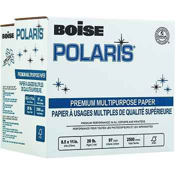 Boise POLARIS SPLOX Premium Multipurpose Paper, 97 Bright, 20 lb., 8 1/2 in. x 11 in., White, 2,500/Carton
